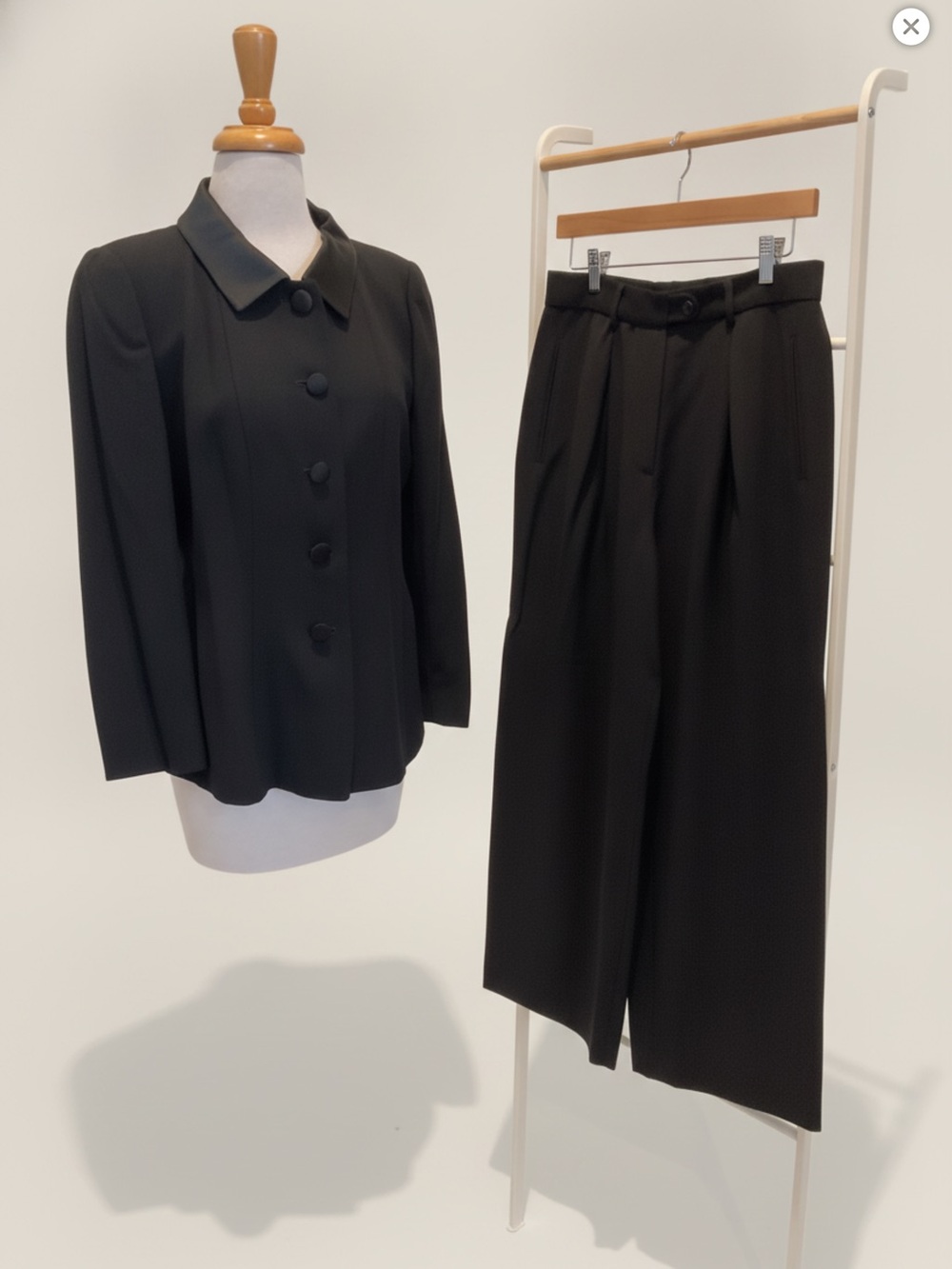 Giorgio Armani Le Collezioni Blazer and Black Wide-Leg Wool Trousers